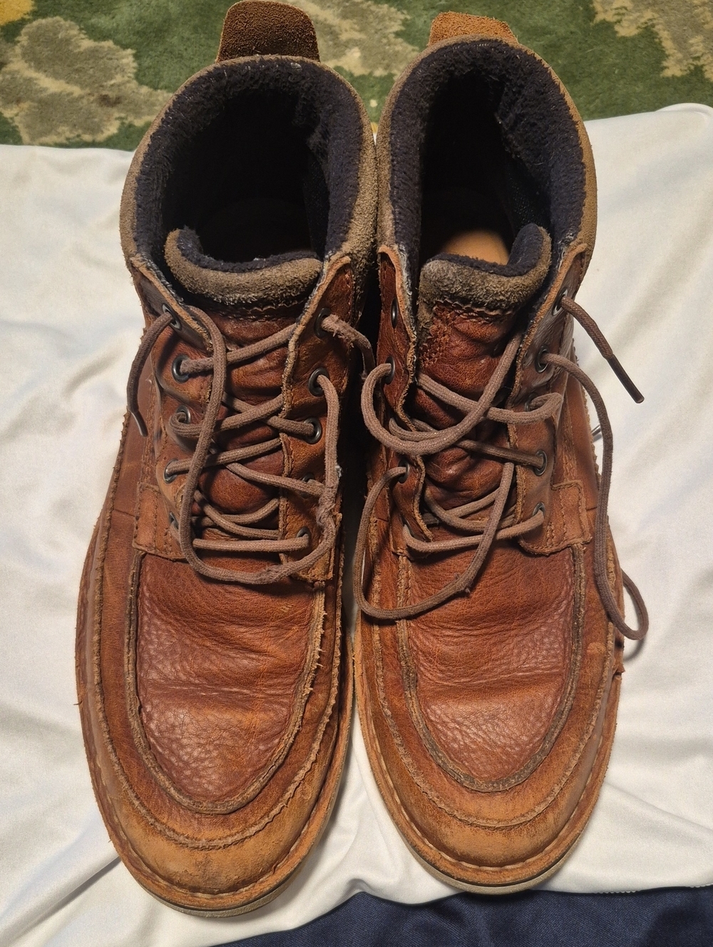 Clarks Brown Leather Moc-Toe Lace-Up Boots